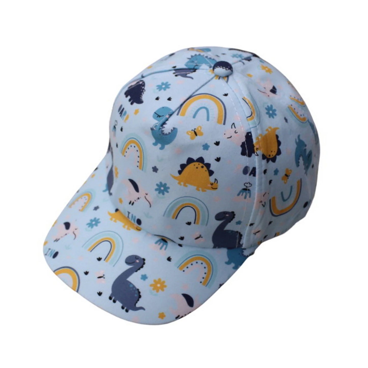 Patterned Baseball Cap | Kids Cute Dinosaur Print – Blue