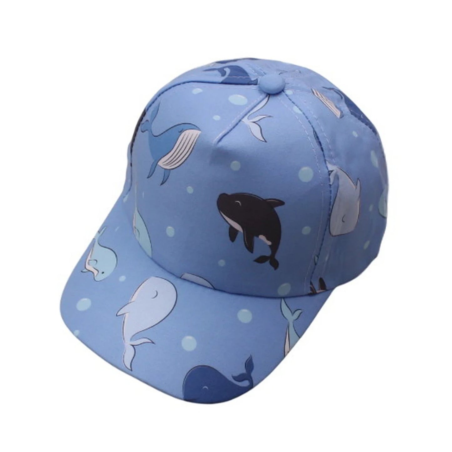 Patterned Baseball Cap | Kids Whale Print – Blue