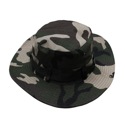 Camo Hat | Convertible Wide-Brim with Webbing Band –  Green