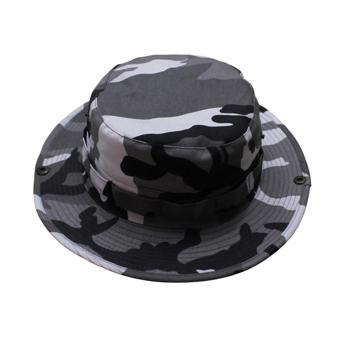 Camo Hat | Convertible Wide-Brim Urban Camouflage with Trim – Grey
