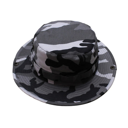 Camo Hat | Convertible Wide-Brim Urban Camouflage with Trim – Grey