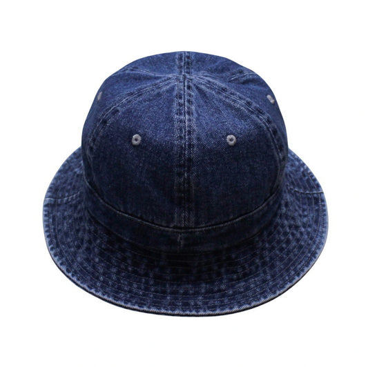 Bucket Hat | Acid-Wash Denim with Contrast Stitching – Denim Blue