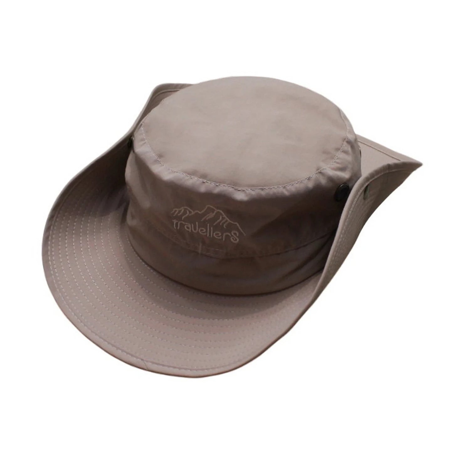 Aussie Hat | Convertible Wide-Brim with Embroidered Logo & Wind Cord – Khaki