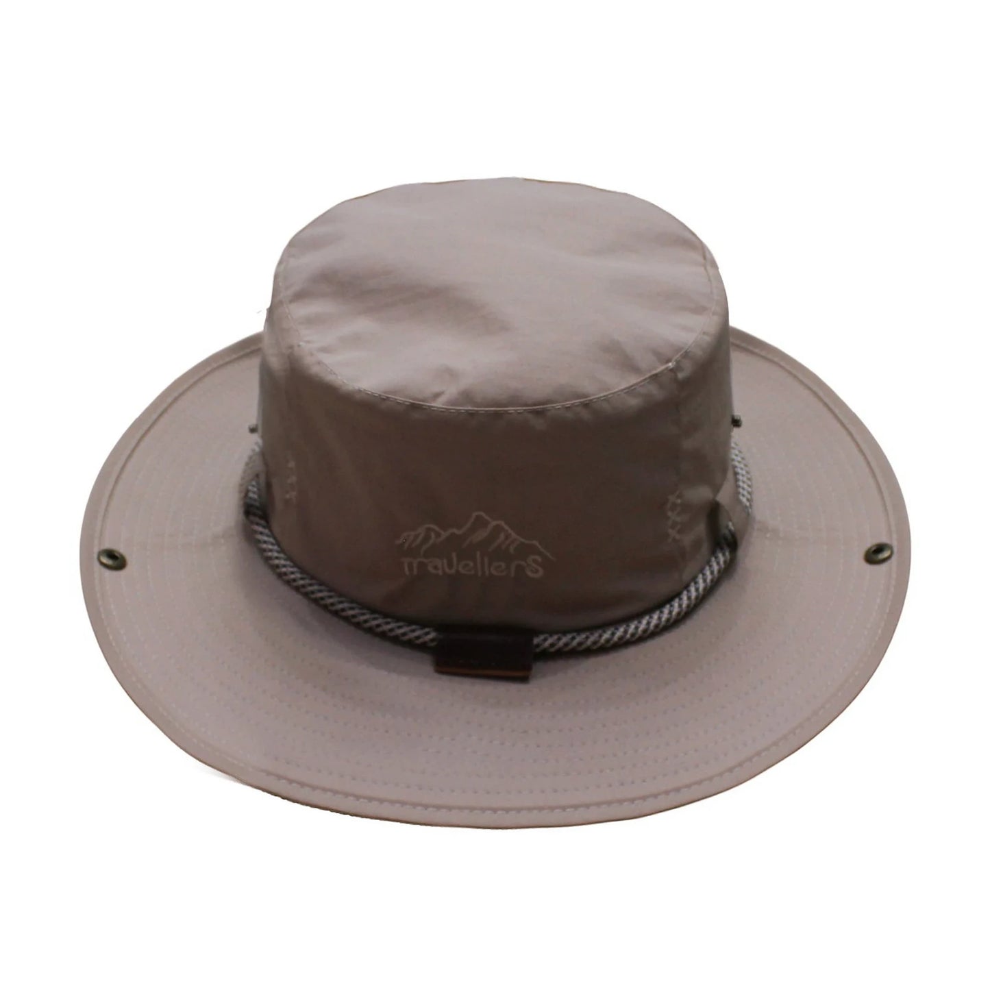 Aussie Hat | Wide-Brim Convertible with Embroidered Logo & Rope Trim – Khaki