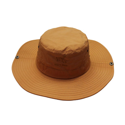 Aussie Hat | Wide-Brim Minimalist with Snap-Up Sides & Embroidery – Caramel