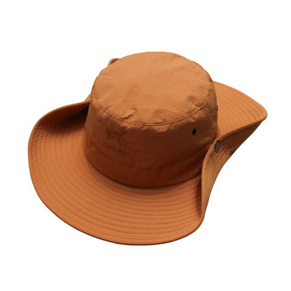 Aussie Hat | Wide-Brim Minimalist with Snap-Up Sides & Embroidery – Caramel