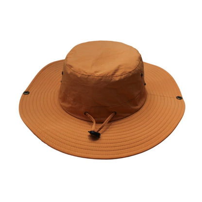 Aussie Hat | Wide-Brim Minimalist with Snap-Up Sides & Embroidery – Caramel