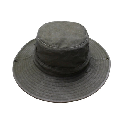 Aussie Hat | Washed Denim Wide-Brim Minimalist with Snap-Up Sides – Olive Green