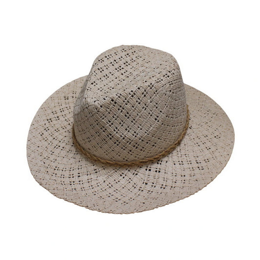Straw Fedora Hat | Airy Openwork Straw Fedora with Braided Band – Natural