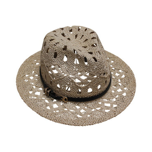 Straw Fedora Hat | Openwork Weave Summer Sun Hat – Natural