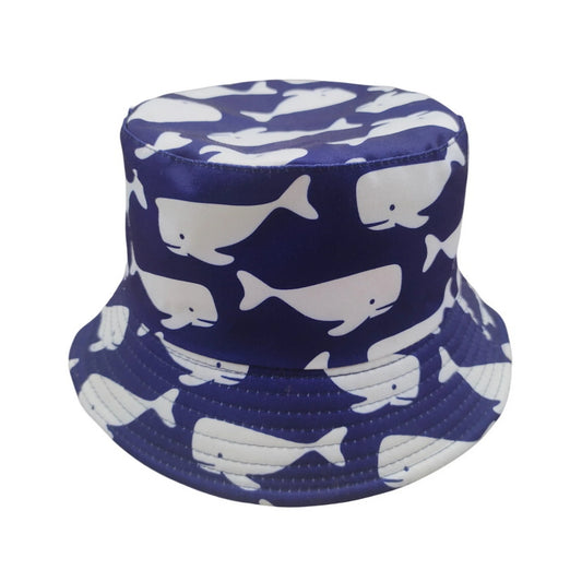 Patterned Bucket Hat | Kids Whale Print – Royal Blue