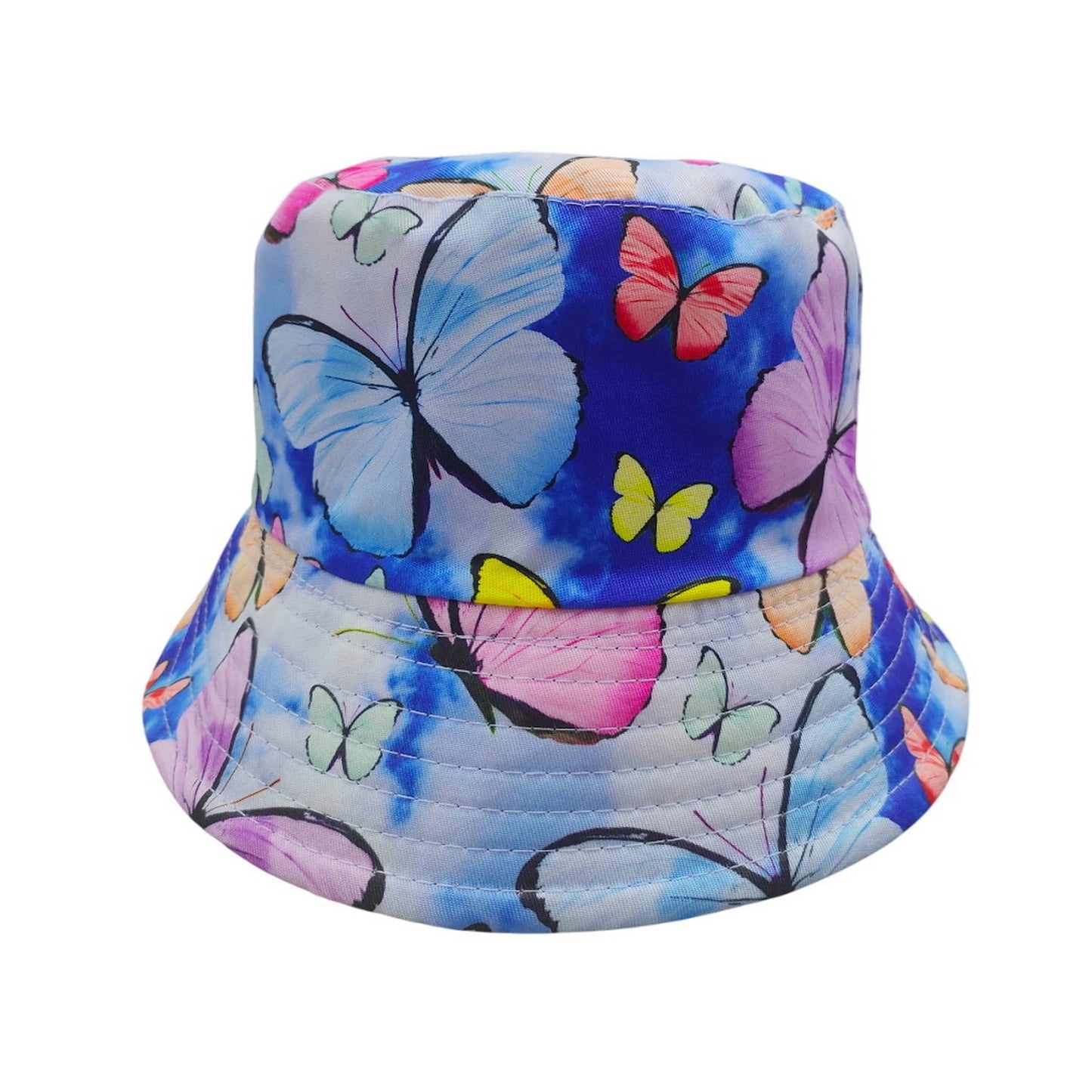 Patterned Bucket Hat | Kids Watercolour Butterfly Print – Blue Gradient