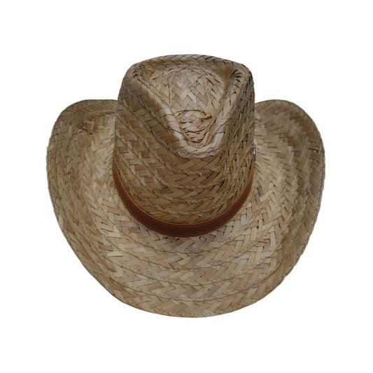 Straw Cowboy Hat | Leather Buckle Band – Natural