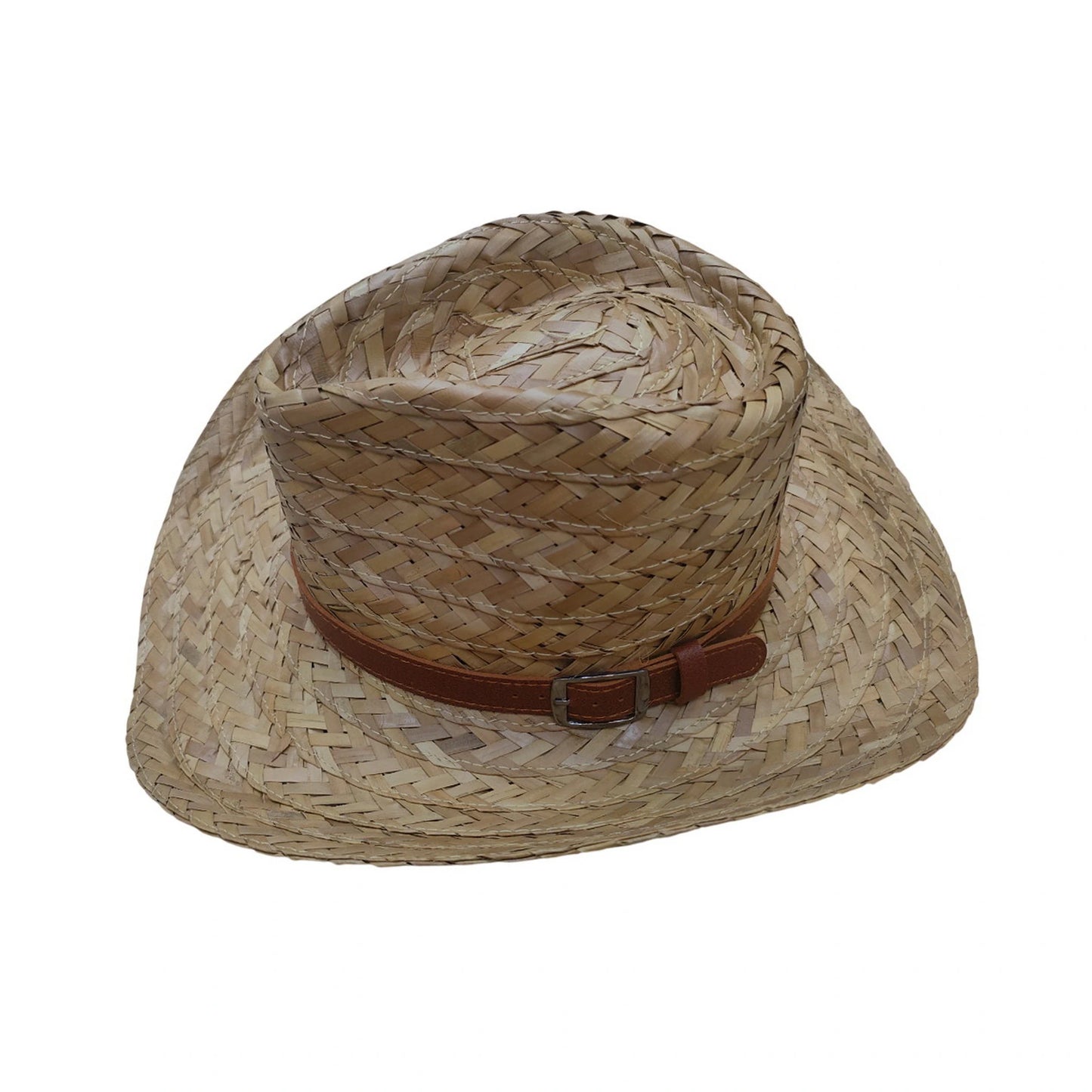 Straw Cowboy Hat | Leather Buckle Band – Natural