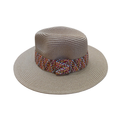 Straw Fedora Hat | Woven Paper Straw with Confetti Trim – Natural