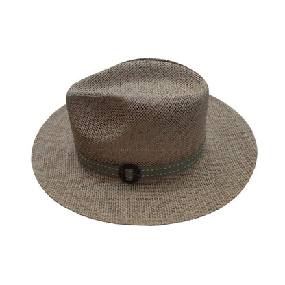 Straw Fedora Hat | Paper Straw Weave with Green Band – Natural & Green