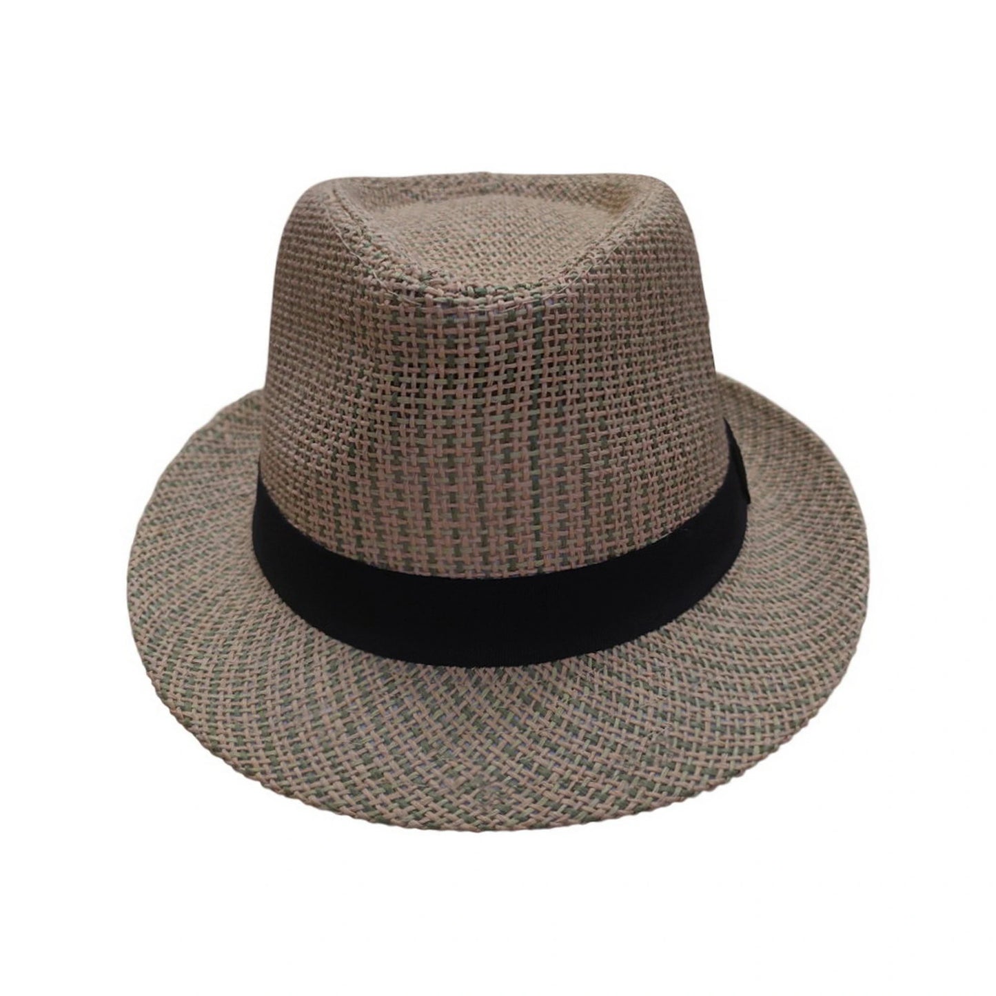 Straw Trilby Hat | Open Woven Paper Straw – Natural & Green