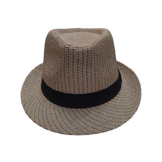 Straw Trilby Hat | Open Woven Paper Straw – Natural & Green