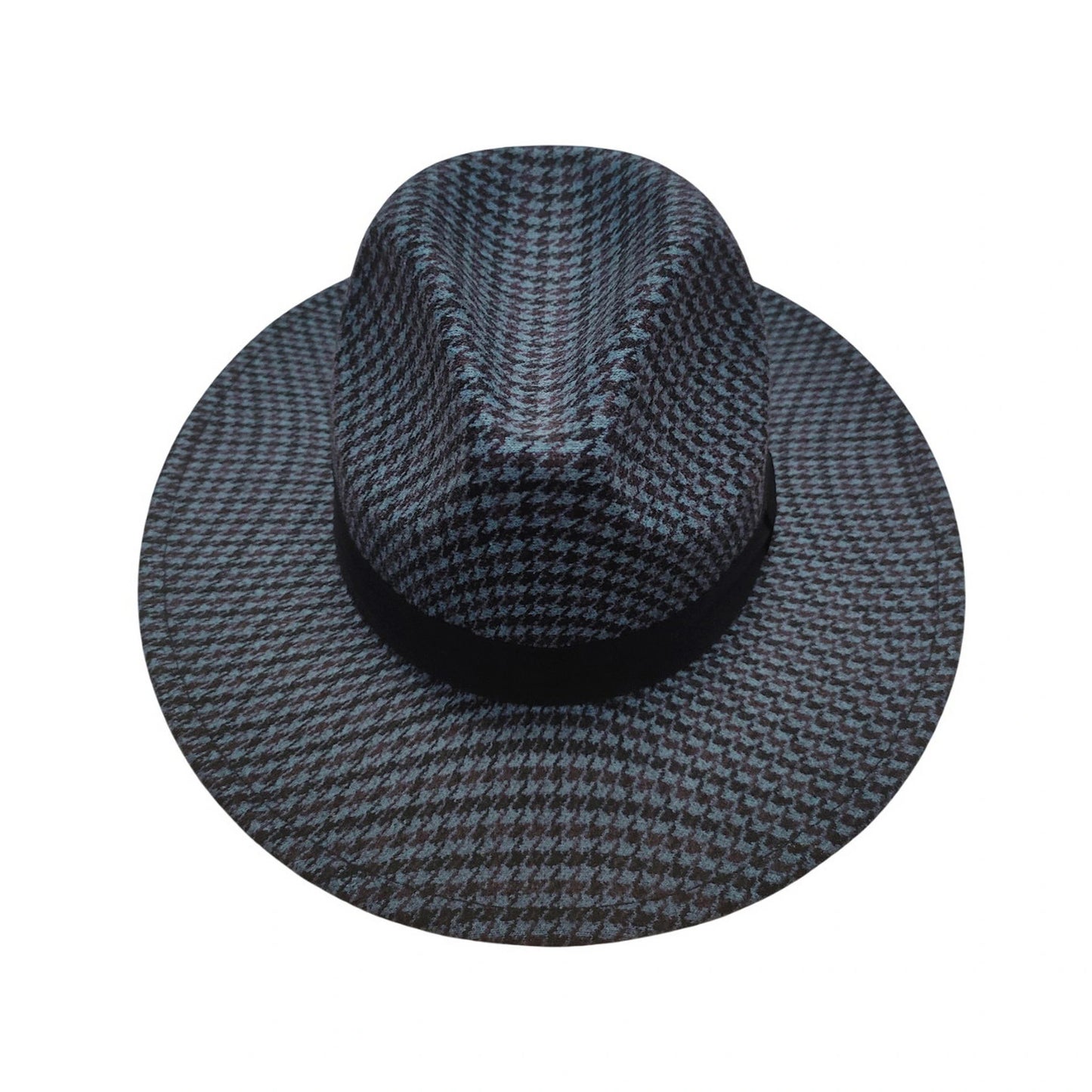 Fashion Hat | Houndstooth Check – Navy Blue & Black