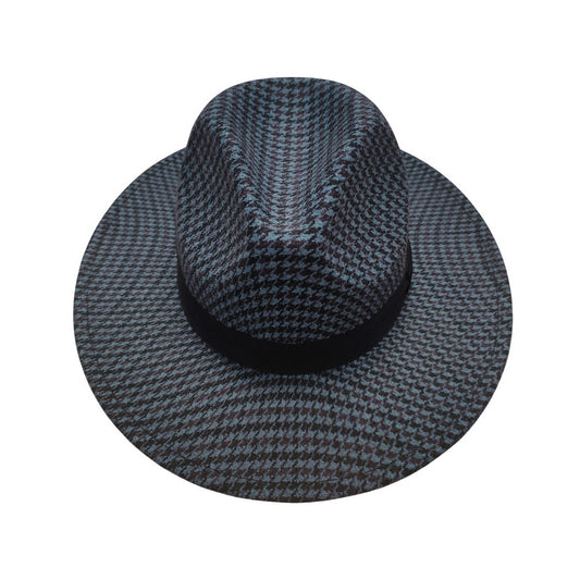 Fashion Hat | Houndstooth Check – Navy Blue & Black