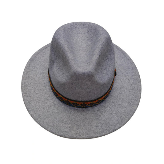 Fashion Hat | Geometric Zigzag Band – Gray
