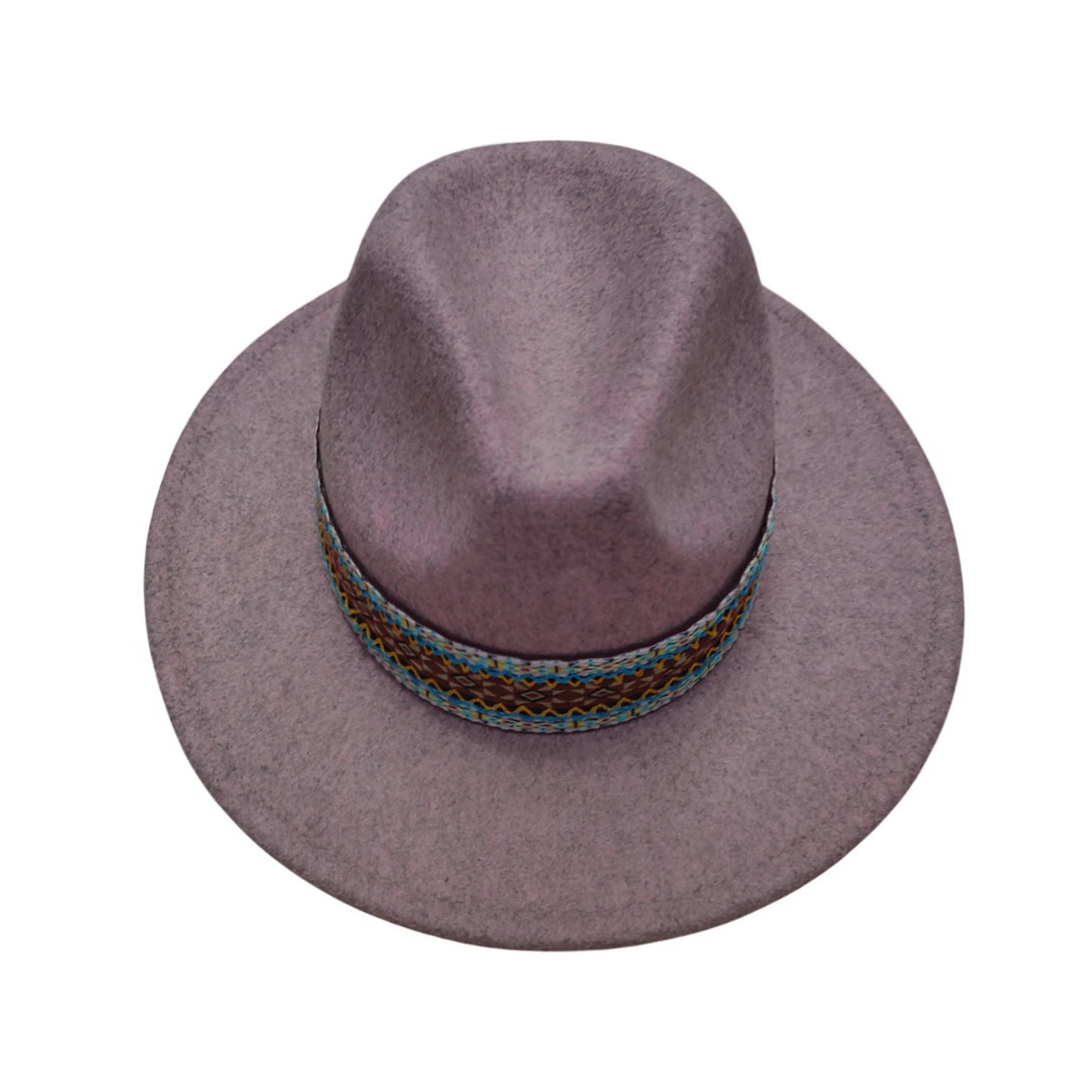 Fashion Hat | Multicoloured Tribal Woven Trim – Purple