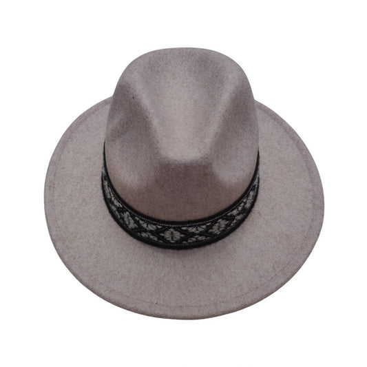 Fashion Hat | Patterned Band – Light Beige