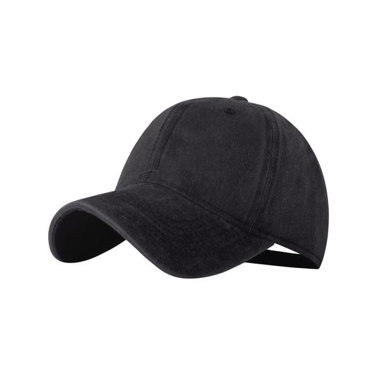 Plain Cotton Baseball Cap | Vintage Washed Cotton – Washed Black