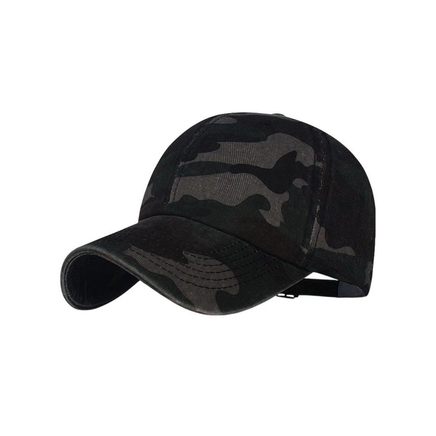 Camo Baseball Cap | Dark Camouflage Print – Black & Grey