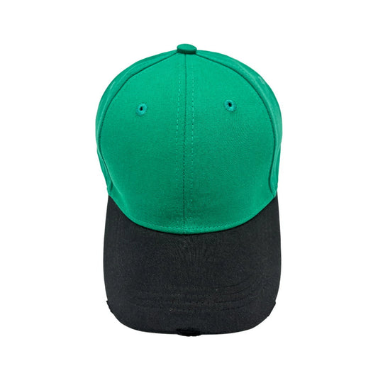 Plain Cotton Baseball Cap | Two-Tone Distressed Brim – Green & Black