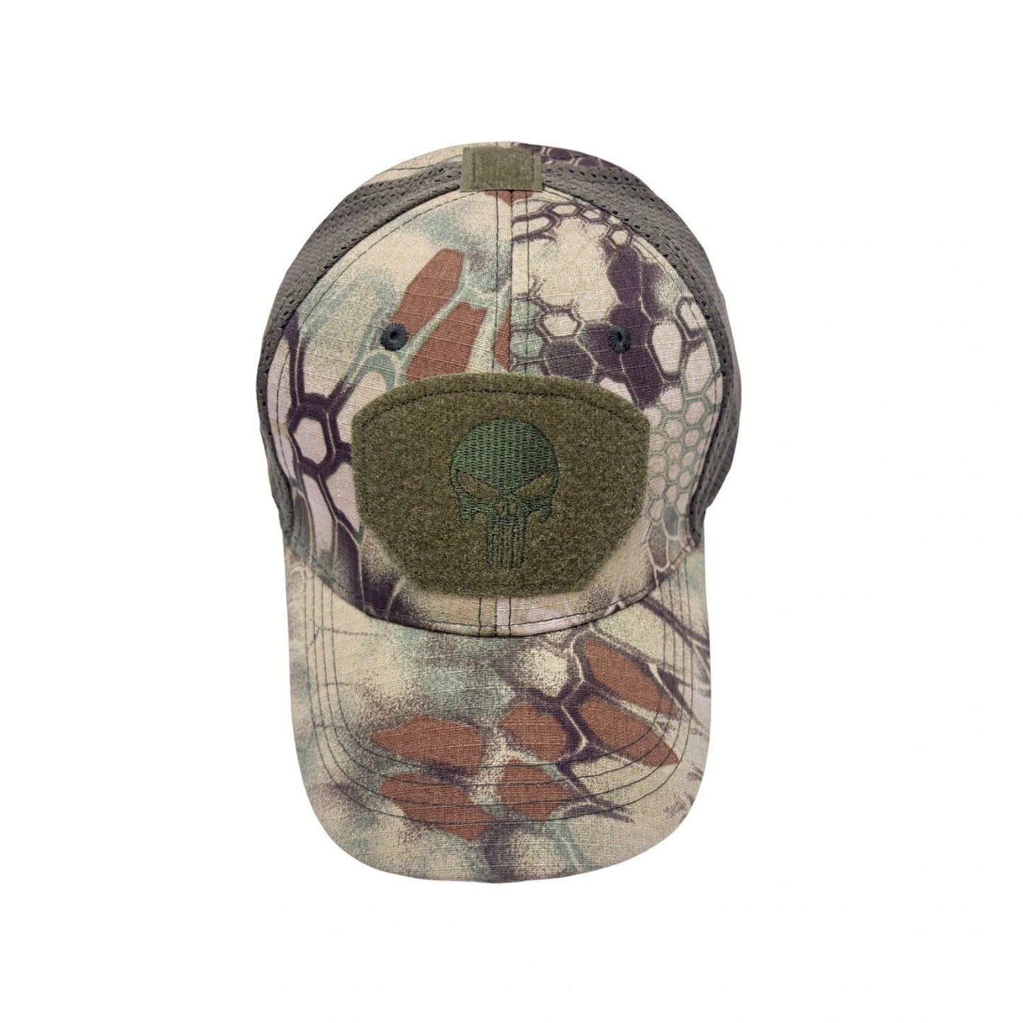 Camo Baseball Cap | Kryptek Camouflage Print with Skull Patch – Brown & Green