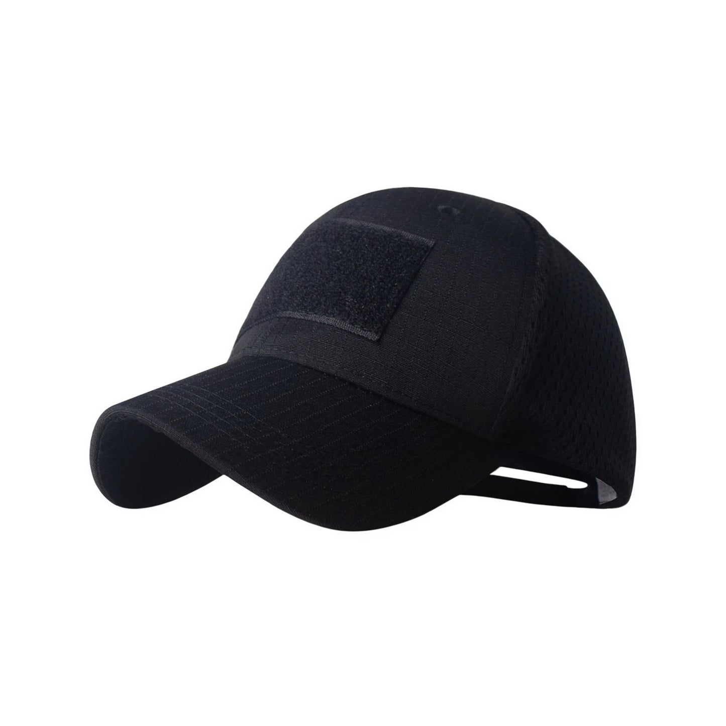 Plain Cotton Baseball Cap | Tactical Mesh Patch – Black