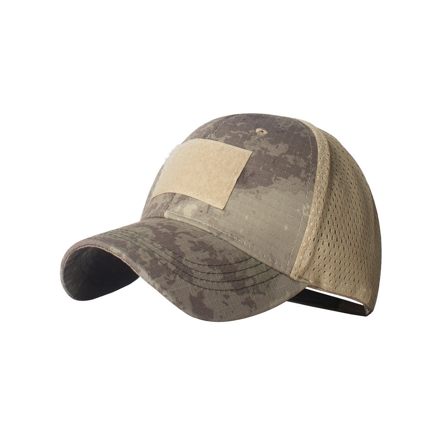 Camo Baseball Cap| ATACS Print with Hook-and-Loop Patch – Beige & Brown