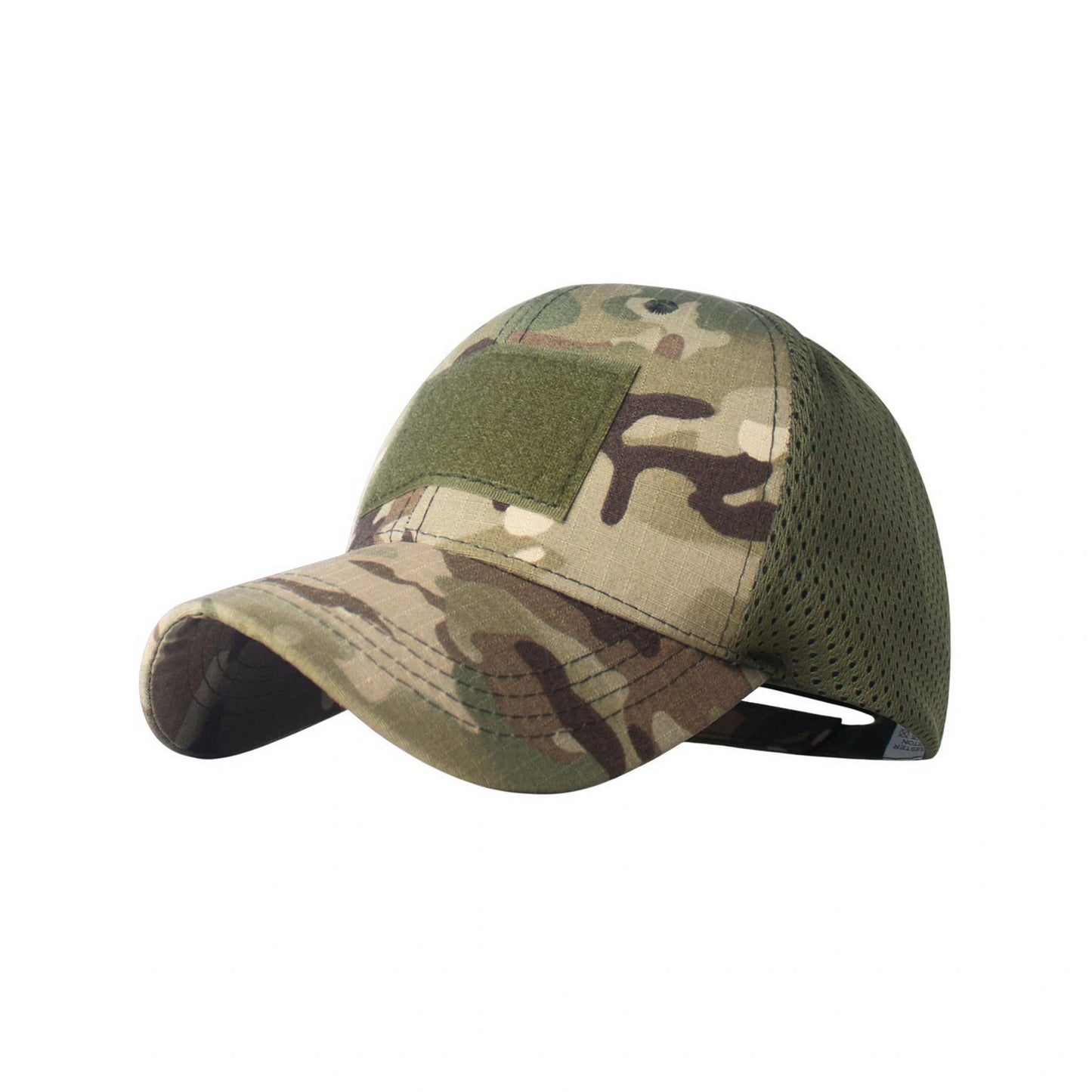 Camo Baseball Cap | Woodland Print with Hook-and-Loop Patch – Green & Brown