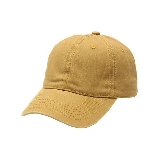 Plain Cotton Baseball Cap | Vintage Washed Cotton – Mustard Khaki