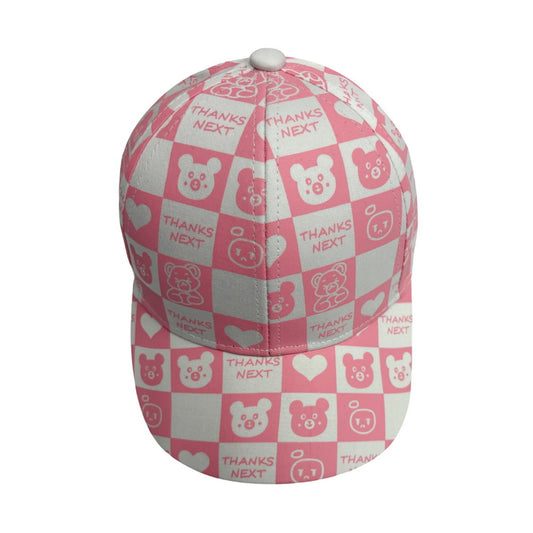 Patterned Baseball Cap | Kids Bear Print Pattern - Pink
