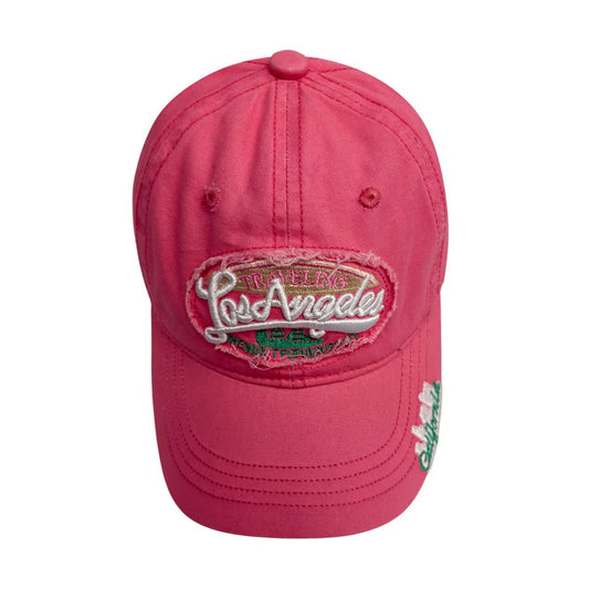 Patterned Baseball Cap | Kids Embroidered Patch Design - Pink