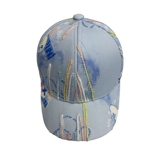 Patterned Baseball Cap | Kids Embroidered Stripe Detail - Blue