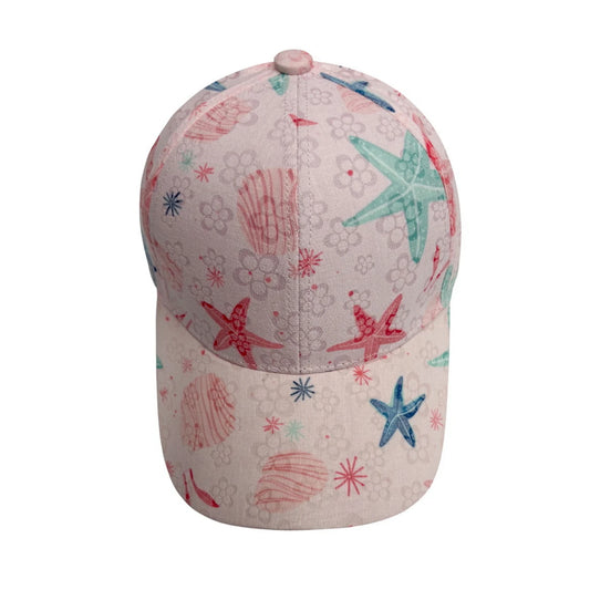 Patterned Baseball Cap | Kids Starfish and Shell Print - Pink