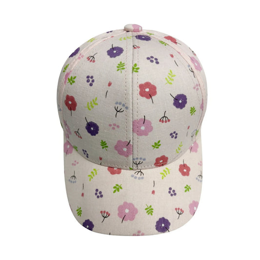 Patterned Baseball Cap | Kids Small Floral Print - White