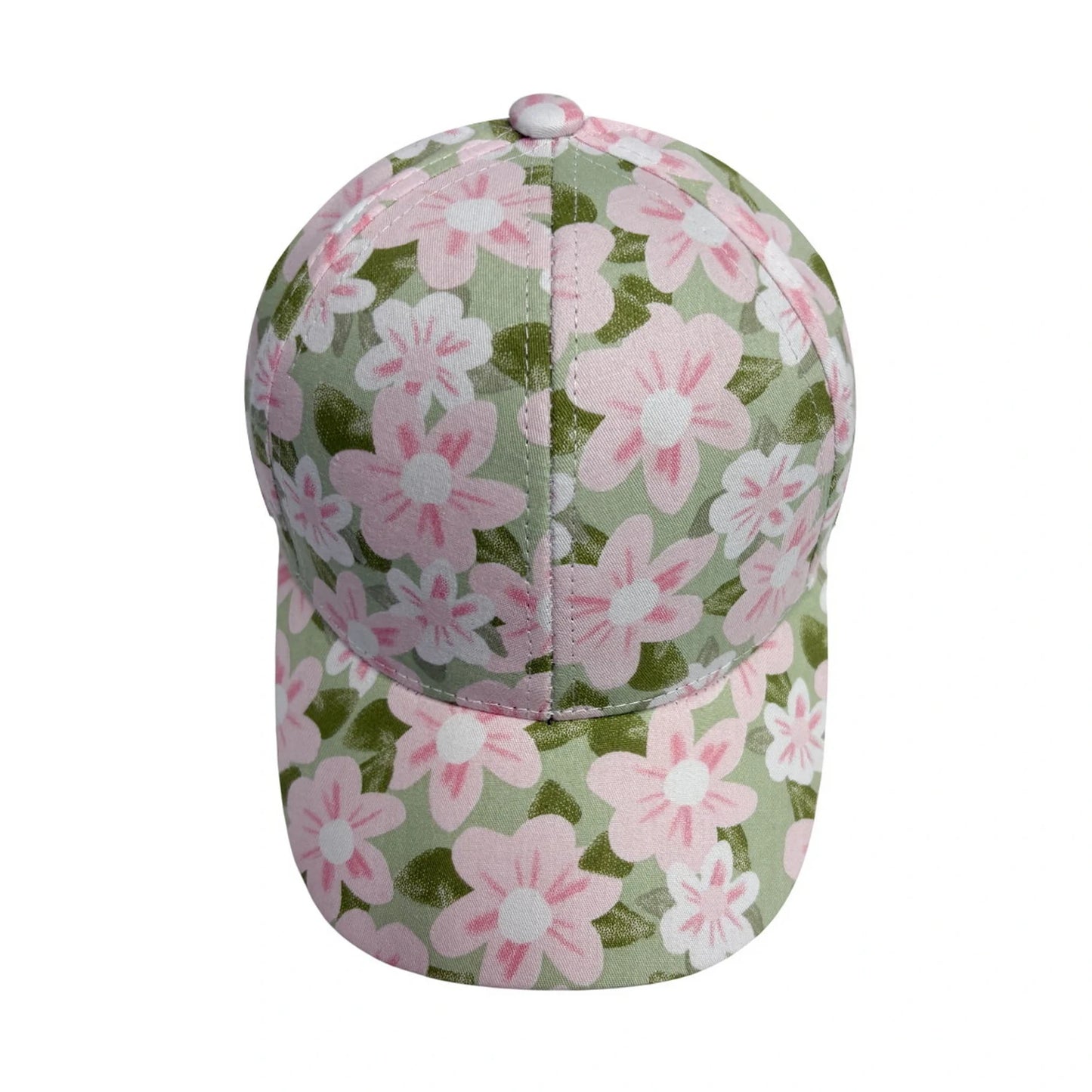 Patterned Baseball Cap | Kids Daisy Floral Print - Green