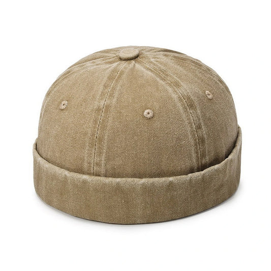 Fashion Hat | Rolled Brim Vintage Washed Denim – Khaki