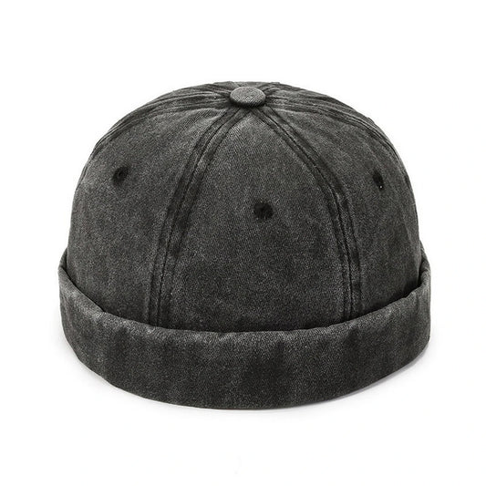 Fashion Hat | Rolled Brim Vintage Washed Denim – Charcoal