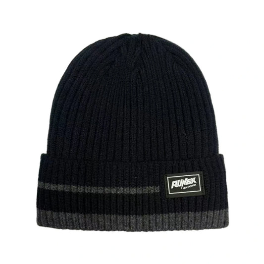 Ski Hat | Two Tone Knit Cuff Design – Black & Grey