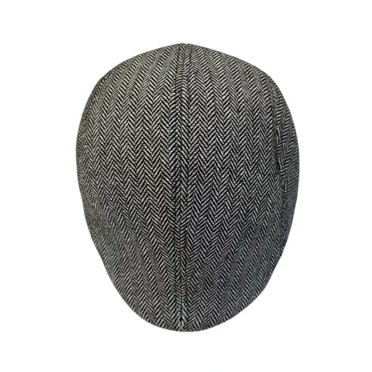 Flat Cap | Timeless Herringbone Pattern – Grey & Black