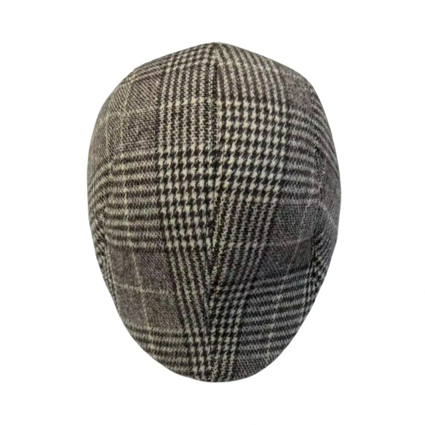 Flat Cap | Vintage Glen Plaid Pattern – Brown & Grey
