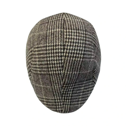 Flat Cap | Vintage Glen Plaid Pattern – Brown & Grey