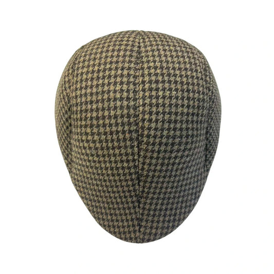 Flat Cap | Timeless Houndstooth Pattern – Brown & Black