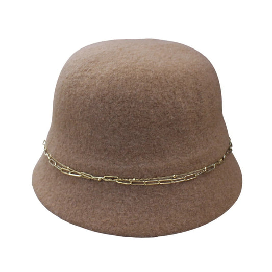 Fashion Hat | Double Layer Gold Chain – Camel