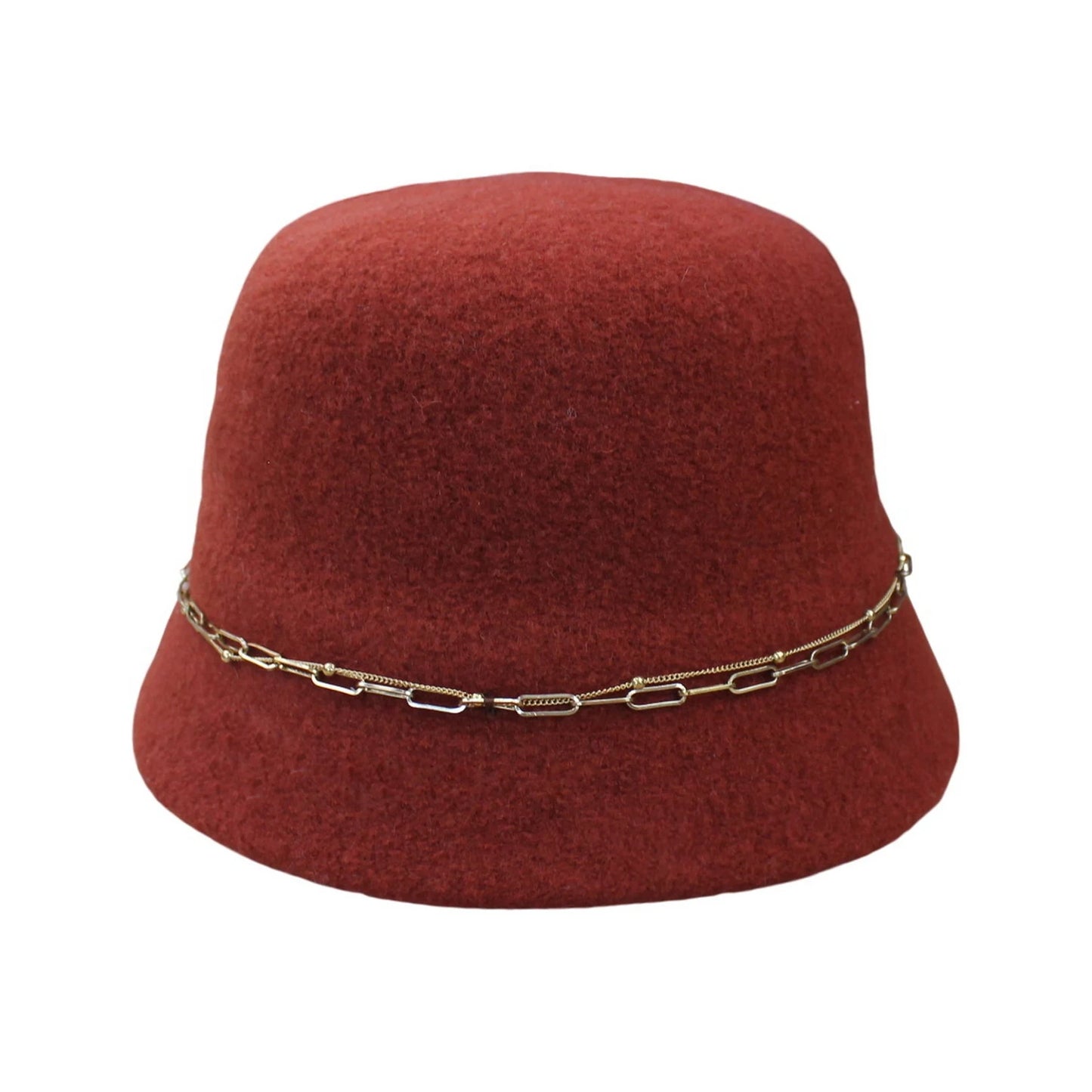 Fashion Hat | Double Layer Gold Chain – Burgundy
